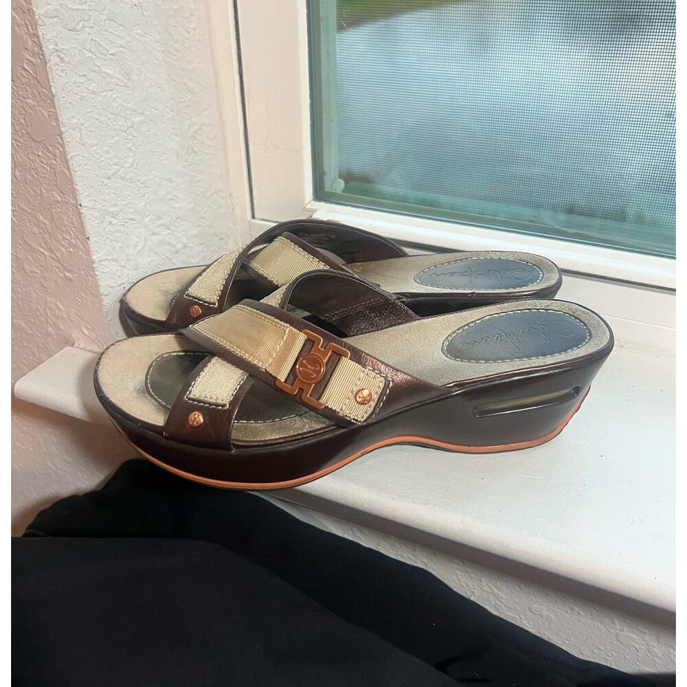 Cole Haan Nike Air Metallic Wedge Sandals in Tan & Brown Women’s Size 7.5 - Picture 4 of 10